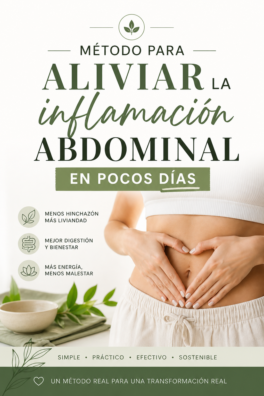 Método para Aliviar la Inflamación Abdominal en Pocos Días + 3 Bonus GRATIS